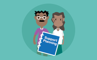 Couple with support planning book