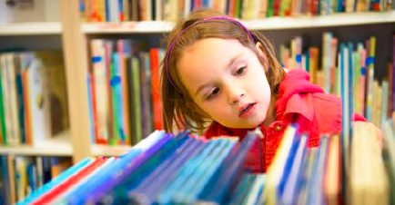 Girl in a library