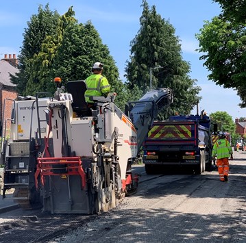 Road resurfacing work