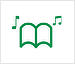 Open book with musical notes above